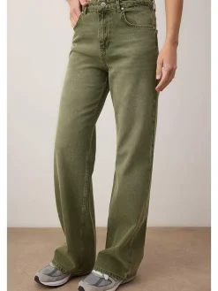 Spijkerbroek - wide leg - kaki
