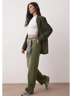 Spijkerbroek - wide leg - kaki