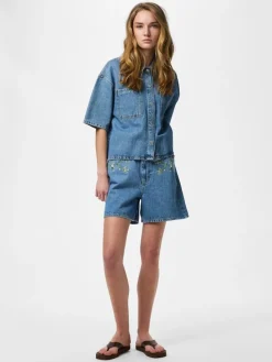 Spijkershort blauw