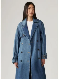 Spijkertrenchoaat blauw