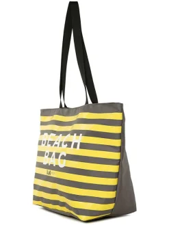 Strandtas geel/grijs - (B)53 x (H)34 x (D)18 cm