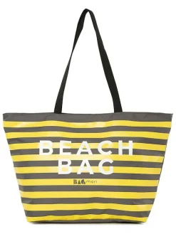 Strandtas geel/grijs - (B)53 x (H)34 x (D)18 cm