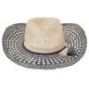 Strohoed beige/donkerblauw