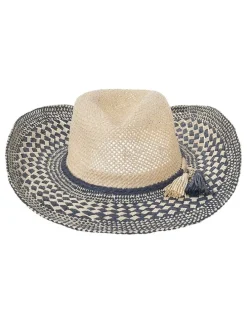 Strohoed beige/donkerblauw