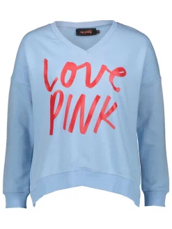Sweatshirt "Love Pink" lichtblauw