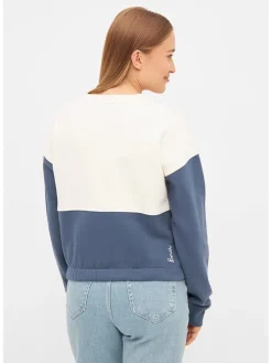 Sweatshirt wit/donkerblauw