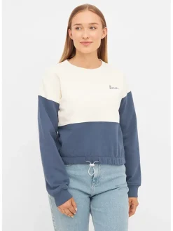 Sweatshirt wit/donkerblauw