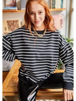 Sweatshirt zwart/wit
