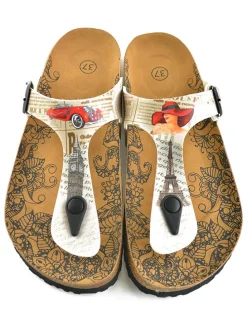 Teenslippers crème/meerkleurig