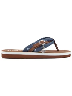 Teenslippers donkerblauw/lichtbruin