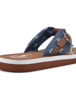 Teenslippers donkerblauw/lichtbruin