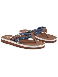 Teenslippers donkerblauw/lichtbruin