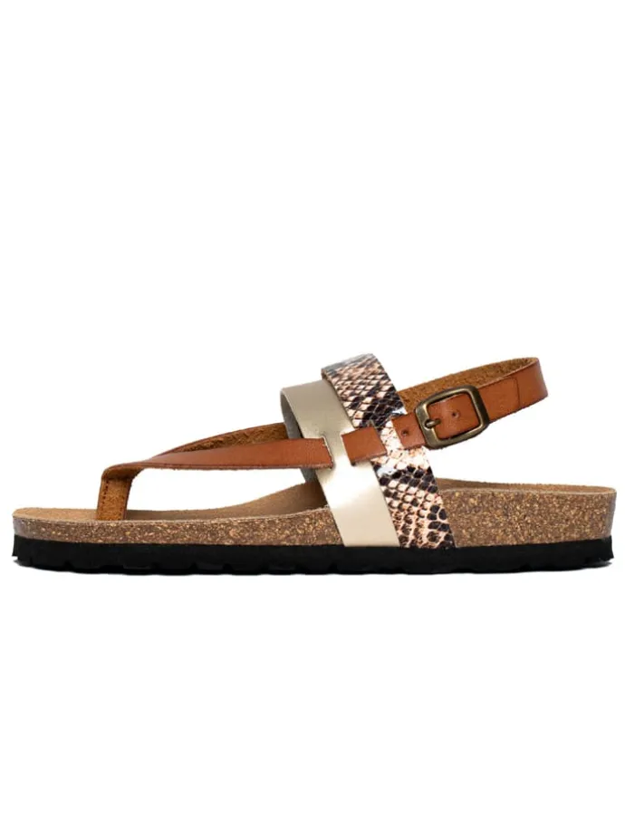 Teenslippers "Gove" lichtbruin/goudkleurig