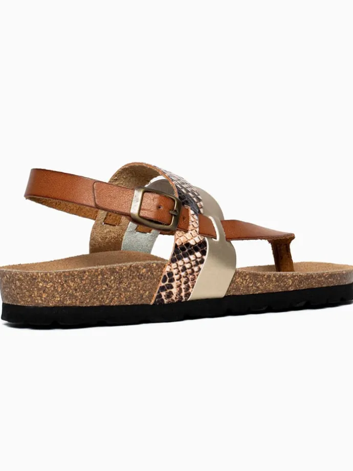 Teenslippers "Gove" lichtbruin/goudkleurig