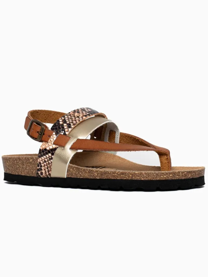 Teenslippers "Gove" lichtbruin/goudkleurig