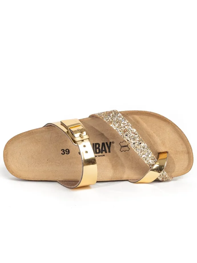 Teenslippers "Tulipe" goudkleurig