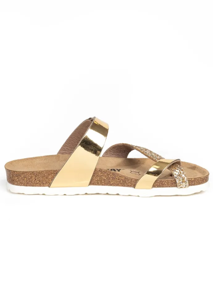 Teenslippers "Tulipe" goudkleurig
