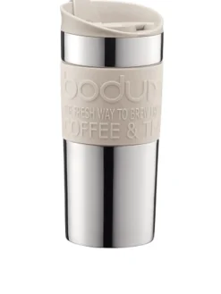 Thermosbeker "Travel Mug" crème/chroomkleurig - 350 ml
