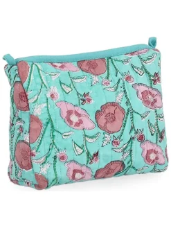 Toilettas "Emelie" turquoise/lichtroze - (B)21 x (H)17 cm