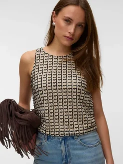 Top beige/zwart