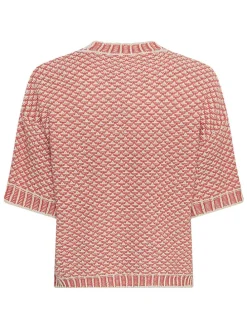 Trui "Catina" koraalrood/wit