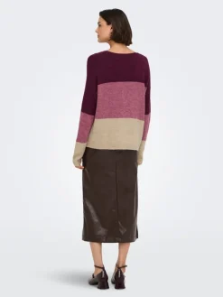 Trui "Elanora" bordeaux/beskleurig/beige