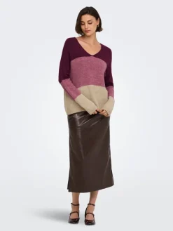 Trui "Elanora" bordeaux/beskleurig/beige