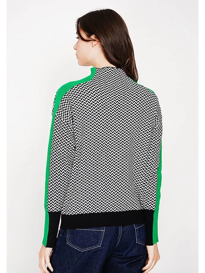 Trui zwart/wit/groen