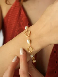 Vergulde armband met parels