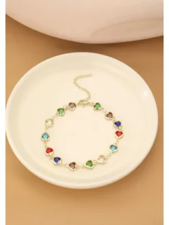 Vergulde enkelketting met edelstenen