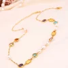 Vergulde ketting met edelstenen en parels - (L)50 cm