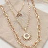 Vergulde ketting met edelstenen - (L)50 cm