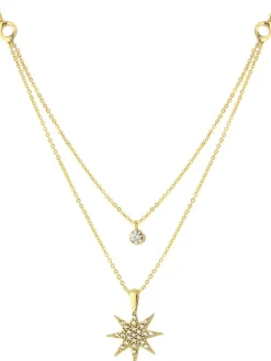 Vergulde ketting met hangers - (L)45 cm