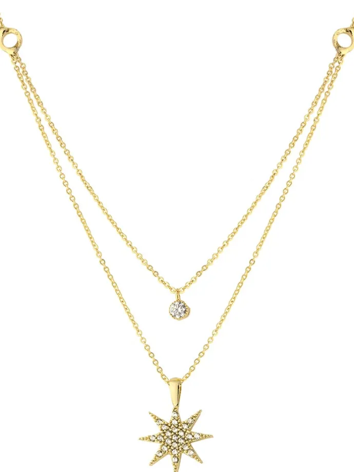 Vergulde ketting met hangers - (L)45 cm