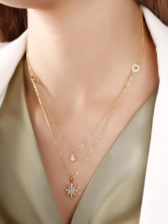 Vergulde ketting met hangers - (L)45 cm