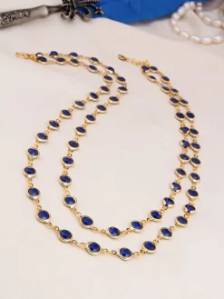 Vergulde ketting met kristallen - (L)50 cm