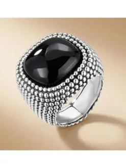Verzilverde ring met edelstenen