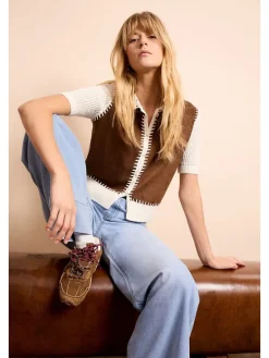 Vest bruin/crème