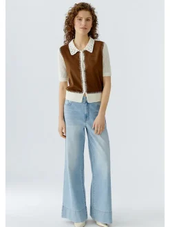 Vest bruin/crème