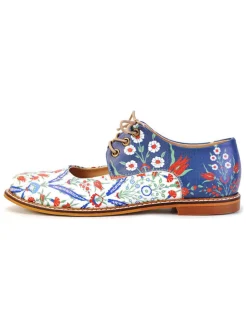 Veterschoenen wit/blauw