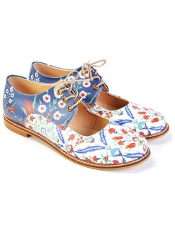 Veterschoenen wit/blauw