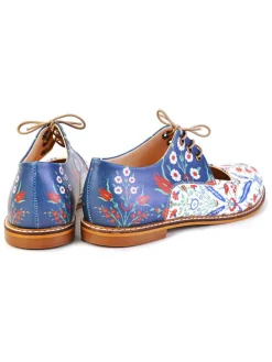 Veterschoenen wit/blauw