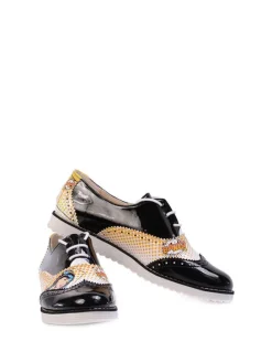 Veterschoenen wit/zwart/meerkleurig