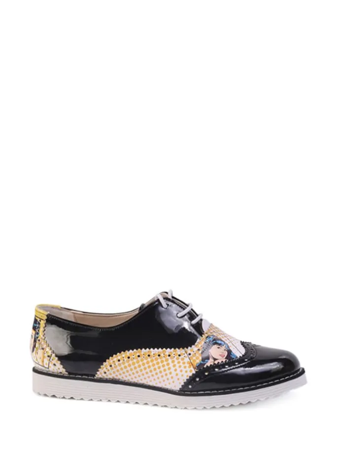 Veterschoenen wit/zwart/meerkleurig