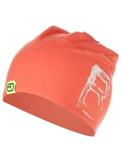 Wollen beanie koraalrood