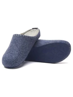Wollen pantoffels donkerblauw