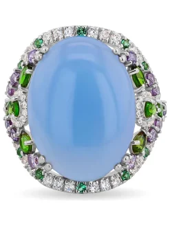 Zilveren ring met edelstenen